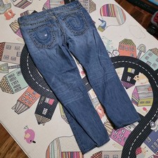 Rare True Religion Blue Jeans Distressed Men's Geno Relaxed Slim  40 Vintage  picture