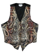 Vintage Ariel Crowne 90s Paisley Tapestry Vest Medium Baroque Boho Western Cool picture