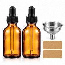 2oz Amber Glass Bottle 60ml with Black Dropper - Choose Your Quanity picture