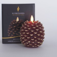 Luminara Flameless Pine Cone Wax LED Candles with Moving Wick Remote Brown picture
