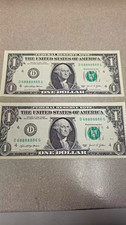 US $1 Federal Reserve Notes SUPER RADAR & 7 IN A ROW Serials 68888888 & 68888886 picture