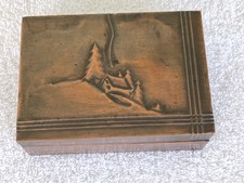 Antique Handmade Copper Box Wood Lined Hinged Berkshire Arts Crafts-Nice picture