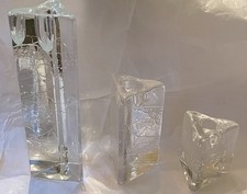 Iittala Timo Sarpaneva Arkipelago Ice glass Candleholders Finland 3 Tier Set VTG picture