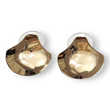 Vintage 14KT Yellow Gold Post Earrings Fun Half Dome Shape Bumpy Texture picture