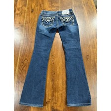 Miss Me Embellished Rhinestone Bootcut Jeans Dark Wash Denim Size 26 picture