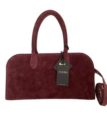 NWT Claudia Firenze Eggplant Purple Suede Leather Tote/Shoulder Bag ITALY picture