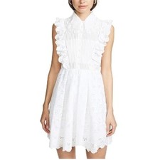 NEW Self-Portrait Leaf Broderie Anglaise Mini Dress Ivory White SP22-021 Women 0 picture