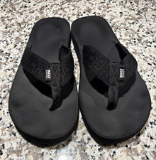 Reef Men's Black Flip Flop Sandals Slip-On Logo Accent Casual Solid Summer picture