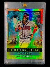 RONALD ACUNA JR. RARE REFRACTOR Green Space Martain Insert Holo - BRAVES picture
