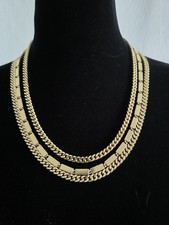 Vintage MONET Necklace Triple Strand Chunky Gold Tone 20