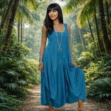 Bohemian Jumper, Stretch Jersey Maxi Dress, Sleeveless, Scoop Neckline WWC40 picture
