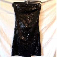 BCBG Max Azaria Sequin Party Mini Dress XS Black Straples Bodycon Homecoming Bar picture