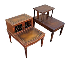Vintage Two Tier Step Table Mismatched Set of 2 Wear & Damage picture