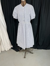 antique dress Edwardian 1900 striped blue white uniform bust 36 original  picture