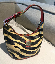 Dooney & Bourke Vintage Small Zebra Print Shoulder Bag Zip Red Lining picture