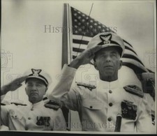 1966 Press Photo Admiral Willard John Smith salutes, coast guard commander, DC picture