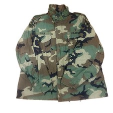VTG 1985 U.S. Army Woodland Camo Cold Weather M65 Field Jacket Large Short Medic picture