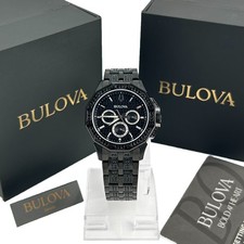 Bulova Octova Crystal 98c134 Mens Quartz Black Stainless Steel Gemmed Dial 41mm picture