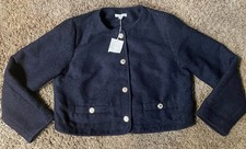 Women’s Free Assembly XL Navy Blue Boucle Blazer Ornate Gold Tone Buttons NWT picture