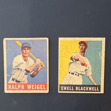 Leaf All-Star Baseball Gum 1948 MLB Card Lot 2: Weigel #86, Blackwell #39 picture
