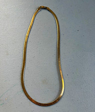 Vintage Vior 14K Gold Vermeil Herringbone Necklace 18” 3mm 12.1g 925 Italy picture
