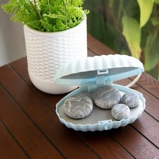 Hot Stone Massage Rock Set Blue Seashell Design Heater picture