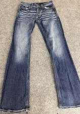 BKE Aiden Bootcut Jeans Womens 27x31.5 Blue Stretch Denim Buckle Thick Stitch picture
