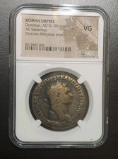 Domitian AE Sestertius AD 81-96 Pax as Caesar NGC VG Thracian-Bithynian Ancient  picture