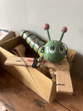 Lovely Early Vintage Old Pelham Puppet Wooden Caterpillar Correct Box picture