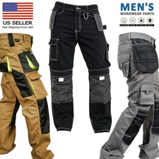Mens Utility Carpenter Cargo Work Pants Construction Heavy-Duty Work Trousers picture