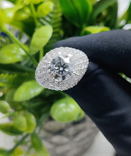 4.25 CTW Round Cut Lab-Grown Diamond Pavé Dome Ring – E VVS IGI Certified picture