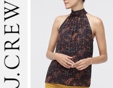 NWT J Crew Paisley Print Sleeveless Tie Neck Blouse Top Size 4 New picture
