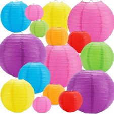 16 Pcs Colorful Paper Lanterns, Multi-Color Chinese or Japanese Hanging Paper... picture