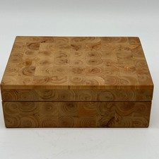 Vintage Handcrafted Juniper Wood End Grain Mosaic Keepsake Jewelry Trinket Box picture