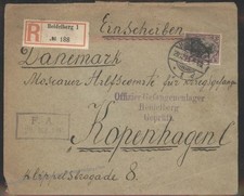 Germany 1915 WWI Heidelberg POW Oflag Moscow Red Cross Registered Copenha 106177 picture