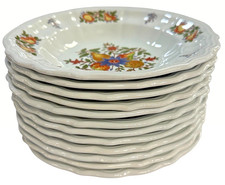 GINORI DIAMONDSTONE PESCARA FRUIT MOTIF RIMMED BOWLS SET OF 12 RARE HTF picture