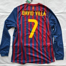 Barcelona 2011 2012 Home Player Match Prepared L/S David Villa picture