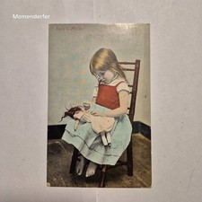 Antique 1907 Postcard Dolly's Mother Girl Sewing Doll Valentine's Leominster MA picture