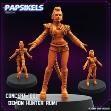 Demon Hunter Rumi Miniatures Set (2 Figures) Anime Idol Warrior 32mm Papsikels picture