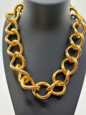 Vintage Anne Klein Lion Chunky Gold Tone Chain Necklace Heavy 220g 16” picture