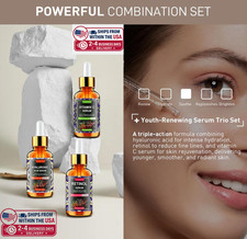 3 Pack Face Serum Set - Includes Vitamin C, Retinol & Hyaluronic Acid - Firming picture