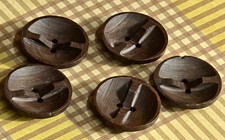 Vintage Hand Carved Wood Sewing Buttons Large 1.5 Inch Coat Craft Lot of 5 picture