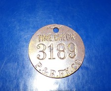 Vintage/Antique P&R RY CO (Philadelphia & Reading Railroad) Brass Time Check Tag picture