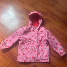 Mini Biden Pink Rain Jacket with Red Apple Print picture