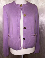 J.CREW Purple Knit Button Front Cardigan Sweater w/ Pockets Crew Neck S picture