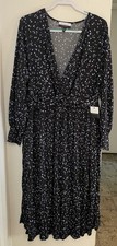 NWT Eloquii Elements Women’s Plus Size Dress 3x 22/24 Black Blue Floral picture
