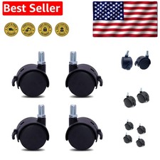 4 Pcs Nylon Wheel Casters - M8 Swivel with Locking Brake, Ideal for Furniture picture