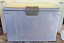 Vintage 1950's J C Higgins Aluminum Cooler Ice Chest with Tray & Bottle Opener picture