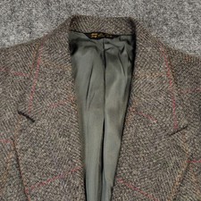 Austin Manor Vintage Tweed Blazer Mens 39R (fits 38R) Wool Blend Leather Buttons picture