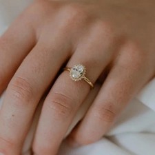 IGI 2.10Ct Oval EF/VS1 Lab Grown Diamond Halo Wedding Ring 14K Yellow Gold picture